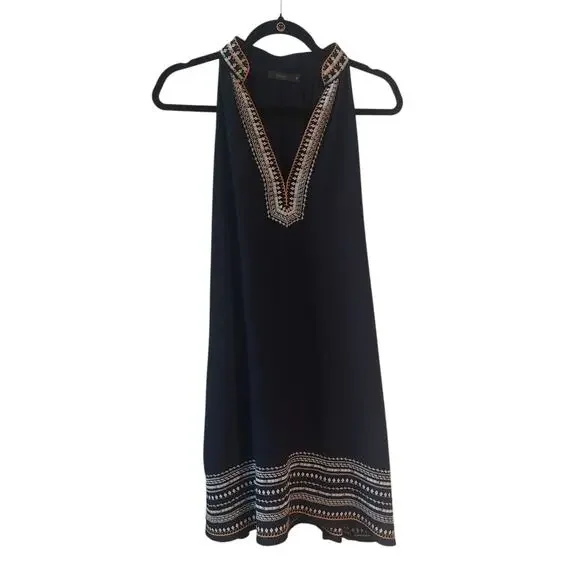 THML | Dresses | Thml Dress Navy Blue Boho Embroidered Shift Sheath Anthro  Size M | Poshmark